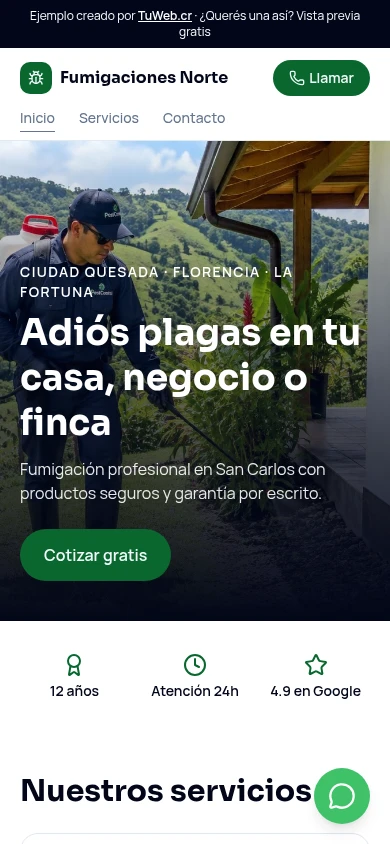 El mismo ejemplo de fumigación en un celular